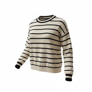 Alice + Olivia Cream and Black Striped Sweater